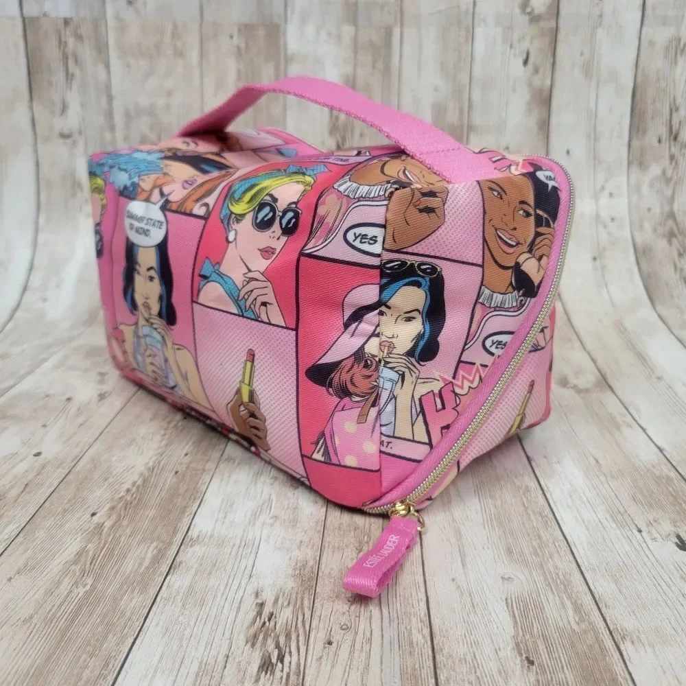 Estee Lauder Pink Comic Cosmetic Make Up Bag Tote
